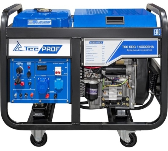 Генератор дизельный с воздушным охлаждением ТСС SDG 14000EHA 100139, открытый, 12 кВт, Синий детальное изображение - 2