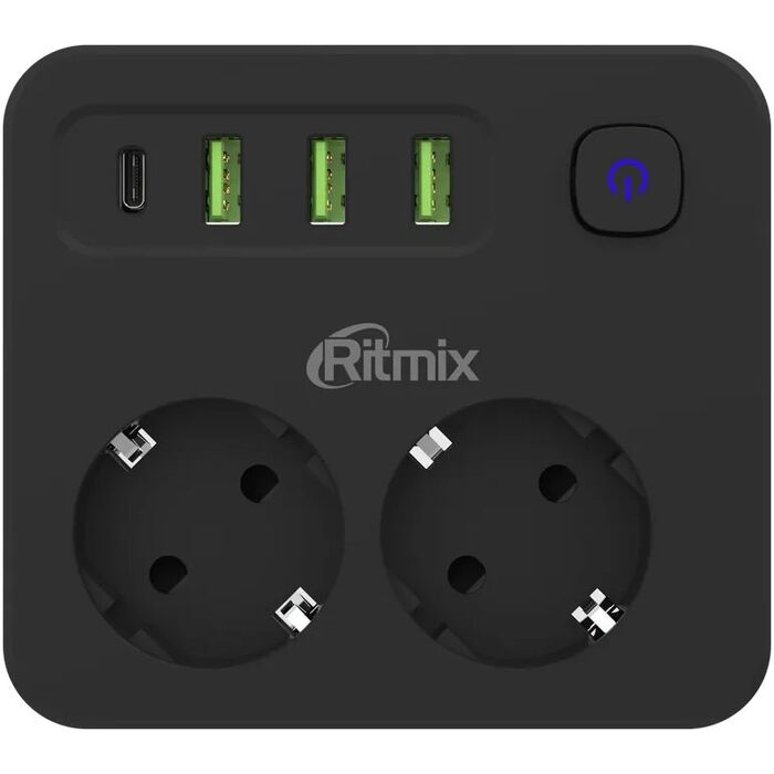 Сетевой фильтр Ritmix RM-023PD, 2 м, Черный №2