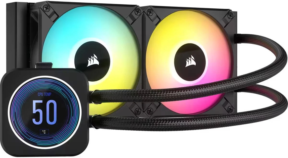 Система жидкостного охлаждения Corsair iCUE H100i ELITE LCD XT, Черный детальное изображение - 1