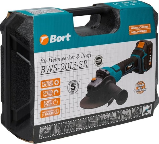 Аккумуляторная шлифовальная угловая машина BORT BWS-20Li-SR 93412215, 125 мм, 7000 об/мин, 1000 Вт детальное изображение - 4