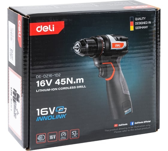 Аккумуляторная дрель-шуруповерт DELI DE-DZ16-1D2, 16 В, 45 Нм, 2 А·ч, 163688 детальное изображение - 14