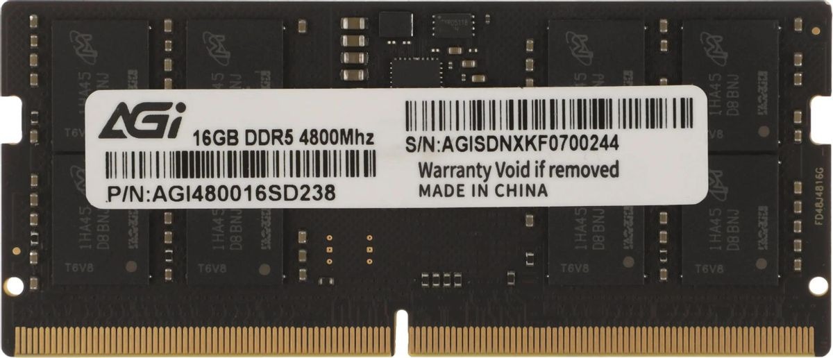 Оперативная память AGI SO-DIMM OEM DDR5 4800MHz, AGI480016SD238, 16 Гб детальное изображение - 1