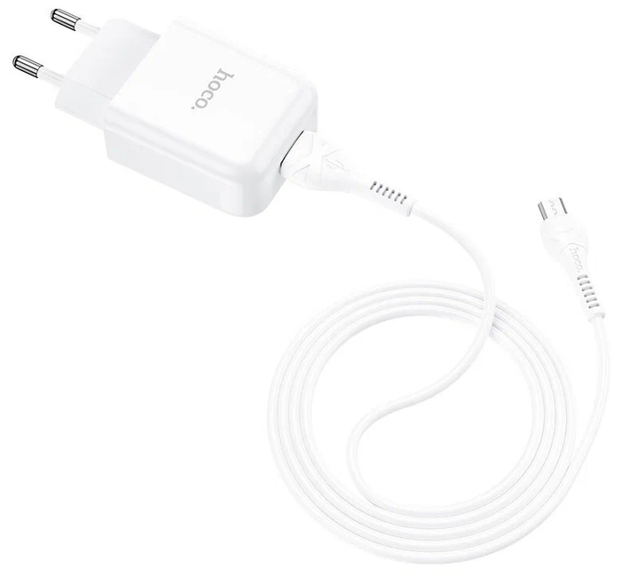 Сетевое зарядное устройство HOCO N2 + кабель MicroUSB, 1м белый №2