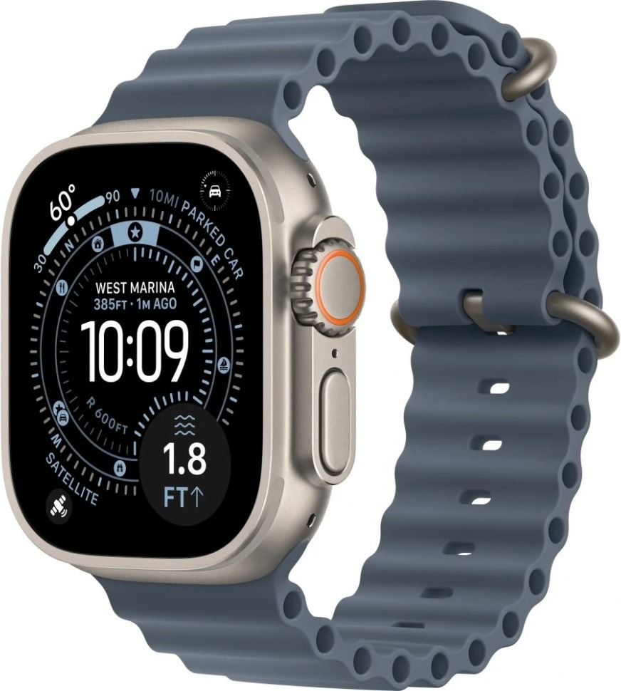 Умные часы Apple Watch Ultra 3 49 мм, Natural Titanium Case with Anchor Blue Ocean Band, Синий детальное изображение - 1