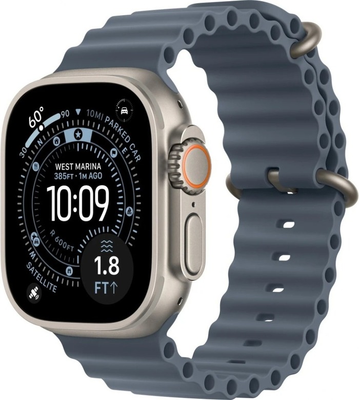 Умные часы Apple Watch Ultra 3 49 мм, Natural Titanium Case with Anchor Blue Ocean Band, Синий №1