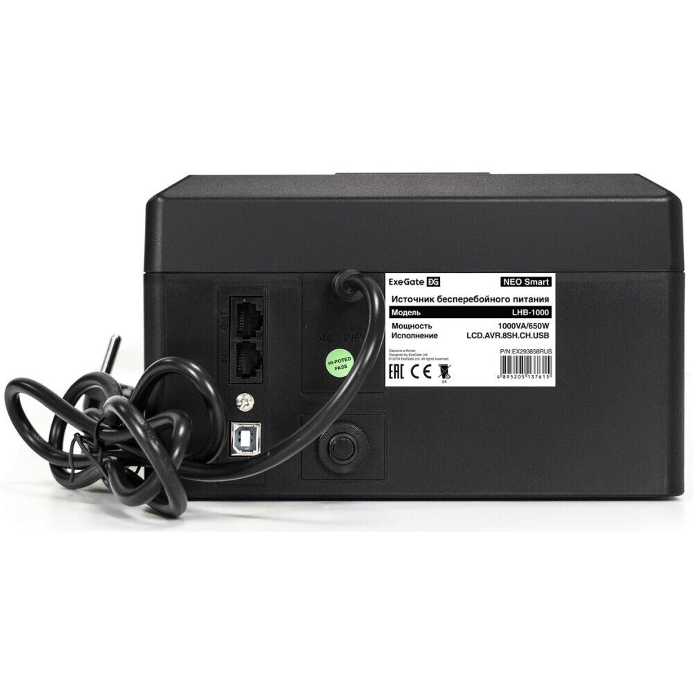 ИБП ExeGate NEO Smart LHB-600.LCD.AVR.8SH.CH.USB детальное изображение - 3