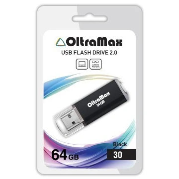 USB Flash накопитель OltraMax 30 64 ГБ, черный детальное изображение - 1