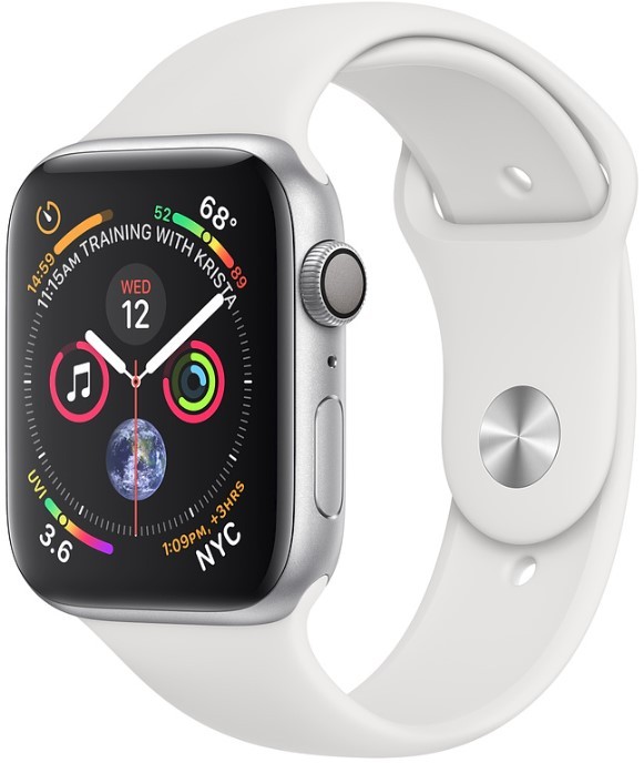 Умные часы Apple Watch Series 4 Aluminum, 44 мм, GPS, White Sport Band, Серебристый детальное изображение - 1