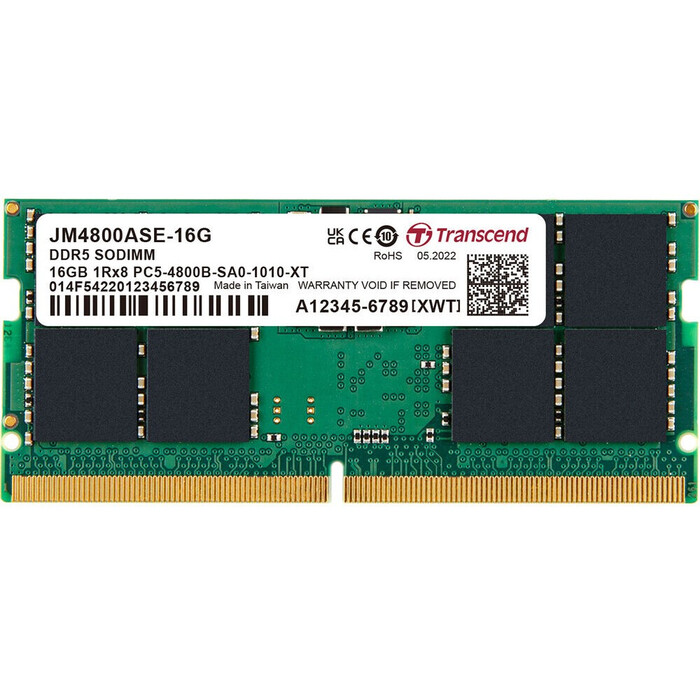 Оперативная память Transcend SO-DIMM DDR5 5600MHz, JM5600ASE-16G, 16 Гб детальное изображение - 1