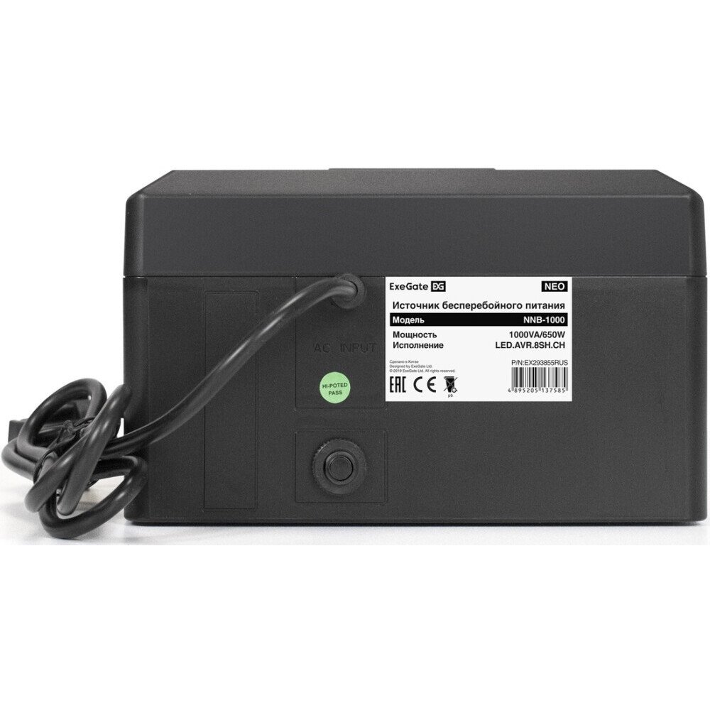 ИБП ExeGate NEO NNB-1000.LED.AVR.8SH.CH детальное изображение - 4
