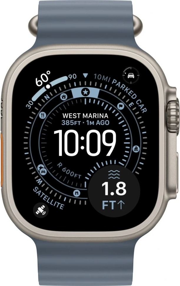 Умные часы Apple Watch Ultra 3 49 мм, Natural Titanium Case with Anchor Blue Ocean Band, Синий детальное изображение - 2