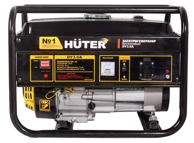 Генератор бензиновый HUTER DY3.0A 64/1/56, 2.5 кВт, Черный детальное изображение - 2