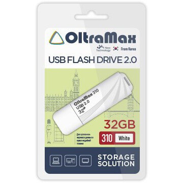 USB Flash накопитель OltraMax 310 32 ГБ, белый детальное изображение - 1