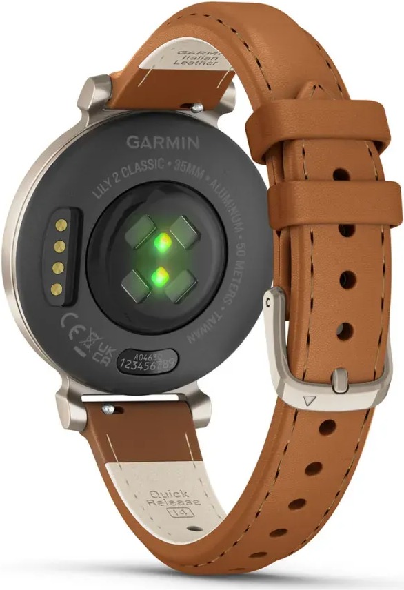 Смарт-часы Garmin Lily 2 Classic, 35 мм, с безелем цвета кремовое золото, коричневый кожаный ремешок детальное изображение - 2