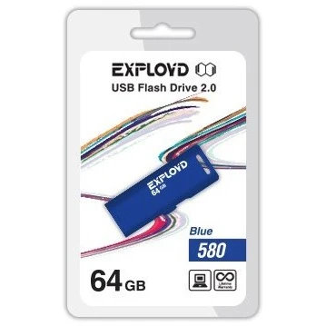 USB Flash накопитель Exployd 580 64 ГБ, синий детальное изображение - 1