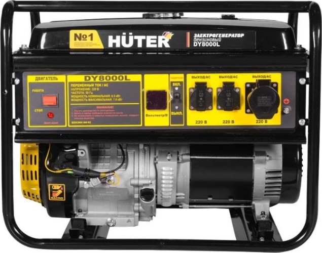 Генератор бензиновый HUTER DY8000L 64/1/33, 6.5 кВт, Черный детальное изображение - 2