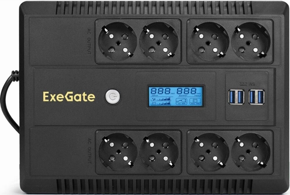 ИБП ExeGate NEO Smart LHB-1000.LCD.AVR.8SH.CH.USB детальное изображение - 2