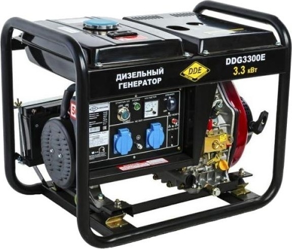 Генератор дизельный с воздушным охлаждением DDE DDG3300E, открытый, 3 кВт, Черный детальное изображение - 1