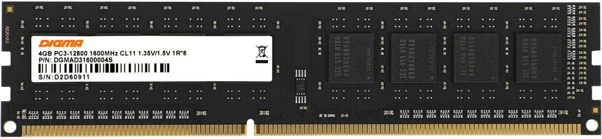 Оперативная память Digma DDR-III 1600MHz, DGMAD31600004S, 4 Гб детальное изображение - 1