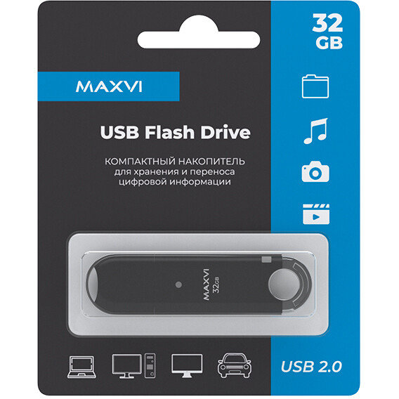 USB Flash накопитель MAXVI P2 32 ГБ, черный детальное изображение - 4