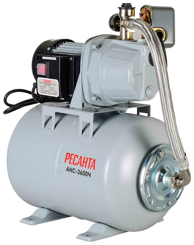 Насосная станция Ресанта АНС-3600Ч, 60 л/мин, 25 мм, напор 40 м, d=25 мм, 800 Вт, Серый детальное изображение - 1