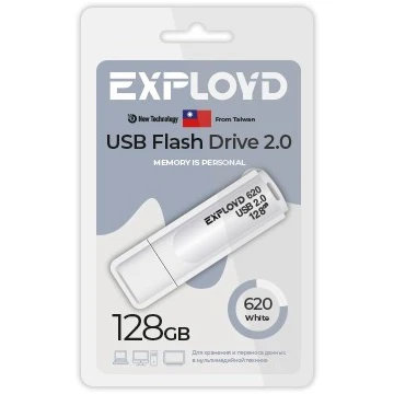 USB Flash накопитель Exployd 620 128 ГБ, белый детальное изображение - 1