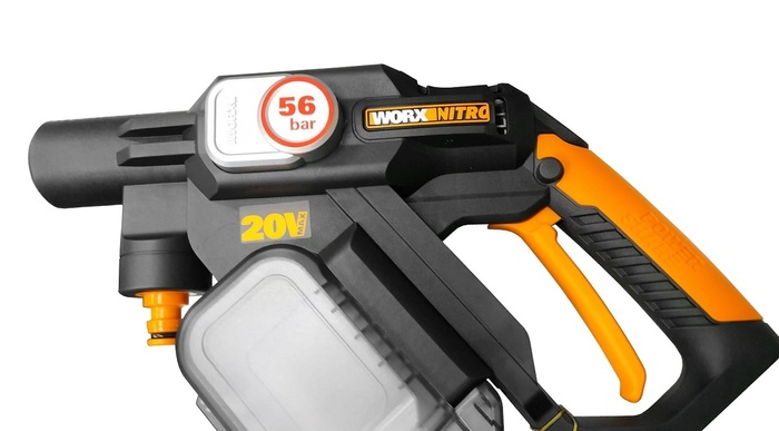 Автомойка Worx WG633E.9 (без АКБ и ЗУ), 56 бар, Черный/Оранжевый №7