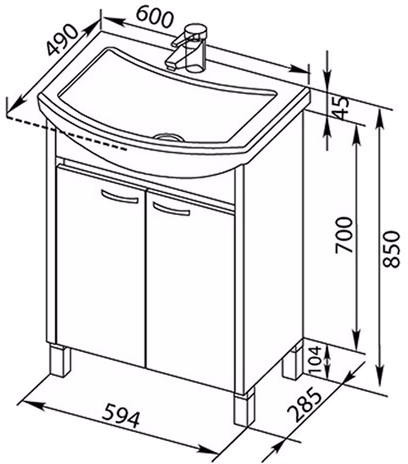 Тумба под умывальник AQUANET Donna 60 00168929 детальное изображение - 9