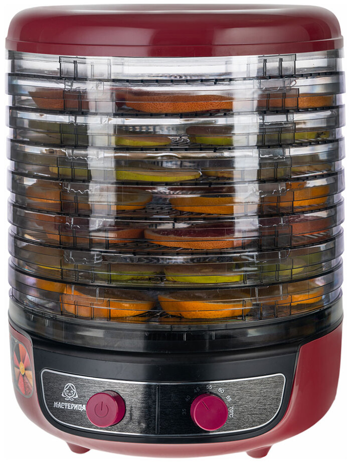 Сушилка для овощей 3 в 1 Мастерица EFD-2000, 600 Вт, Вишневый/Черный №1
