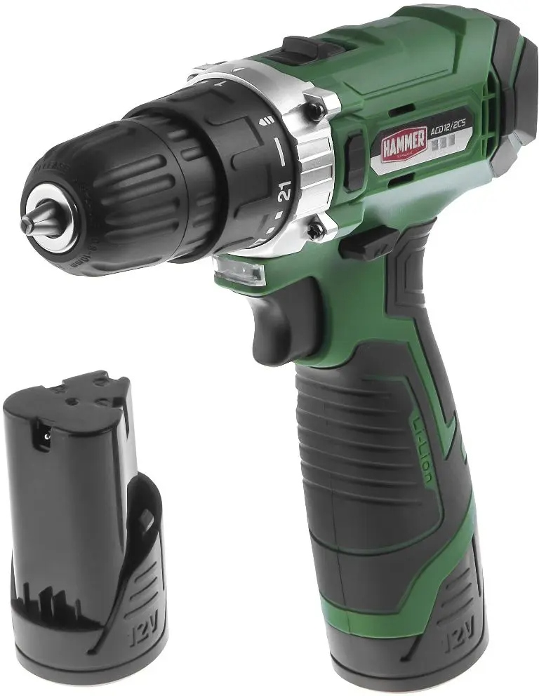 Аккумуляторная дрель-шуруповерт HammerACD12/2CS, 12 В, 26 Нм, 1,5 А·ч детальное изображение - 1