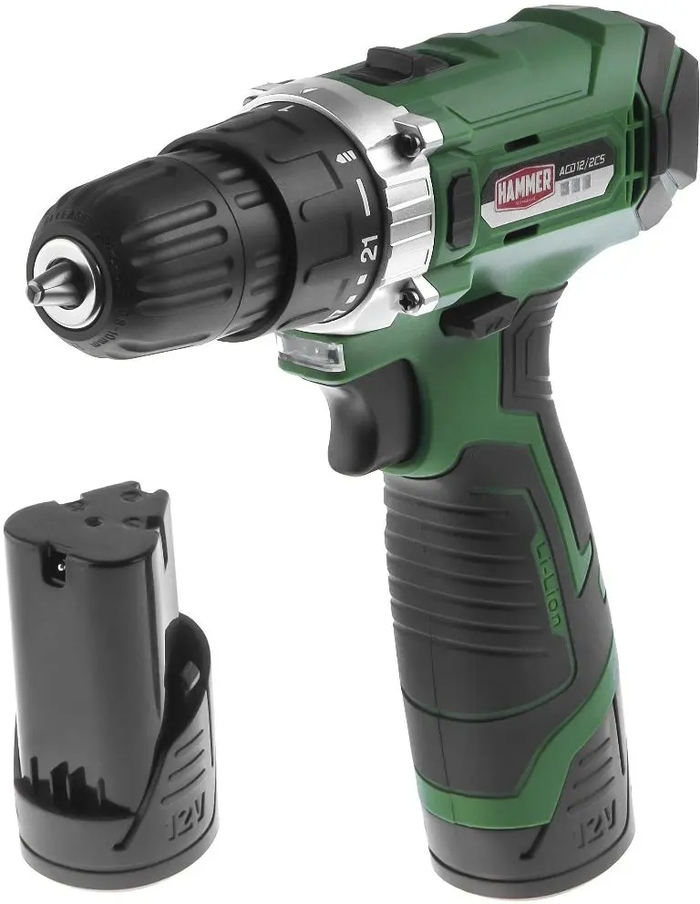 Аккумуляторная дрель-шуруповерт HammerACD12/2CS, 12 В, 26 Нм, 1,5 А·ч №1