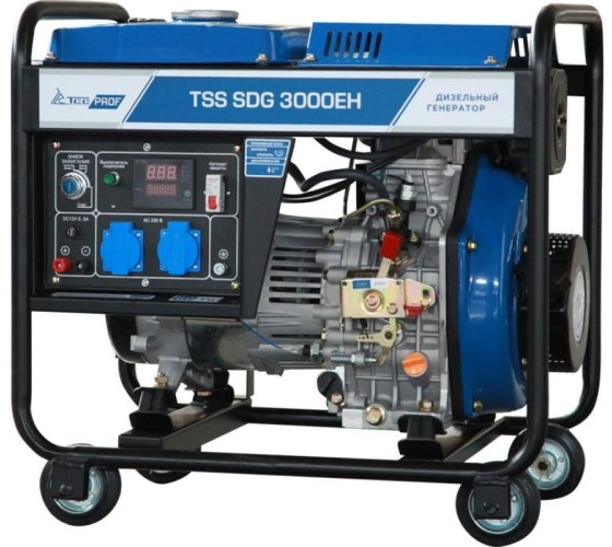 Генератор дизельный с воздушным охлаждением ТСС SDG 3000EH 100047, открытый, 2.8 кВт, Синий детальное изображение - 1
