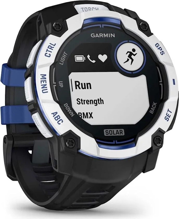 Смарт-часы Garmin Instinct 3 Solar Whitestone with Black/Bolt Blue Silicone Limited edition, 50 мм, Синий детальное изображение - 3
