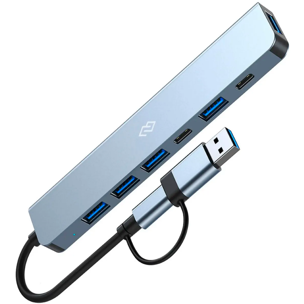 USB-концентратор Digma DHUB-7USB-AC-3.0, Серебряный детальное изображение - 1