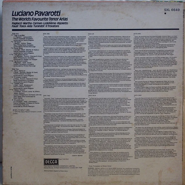 Виниловая пластинка Luciano Pavarotti – The World's Favourite Tenor Arias LP детальное изображение - 2