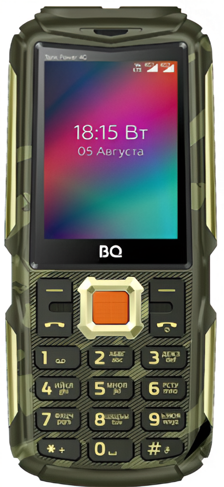Мобильный телефон BQ 2410L Tank Power 4G, 256 Мб, Камуфляжный/Золотой, Dual mini-SIM детальное изображение - 4