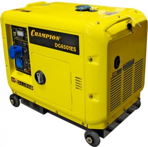 Генератор дизельный с воздушным охлаждением CHAMPION DG6501ES+ATS, в кожухе, 5 кВт, Желтый детальное изображение - 1
