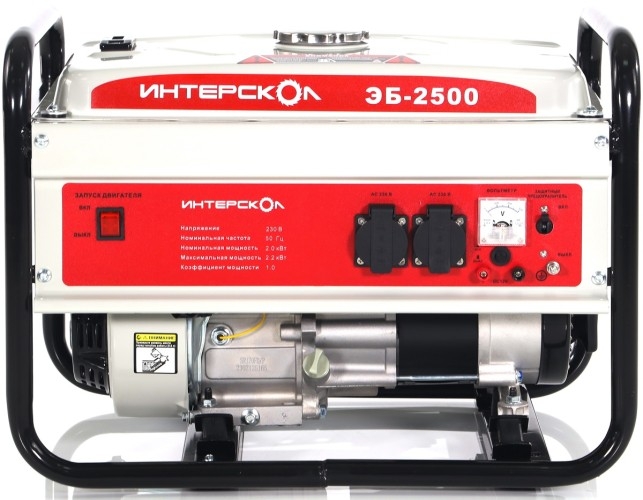Генератор бензиновый ИНТЕРСКОЛ ЭБ-2500 793.0.0.40, 2 кВт, Белый детальное изображение - 1