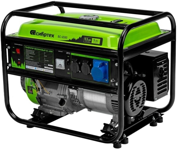Генератор бензиновый СИБРТЕХ БС-6500 94546, 5.5 кВт, Зеленый детальное изображение - 2