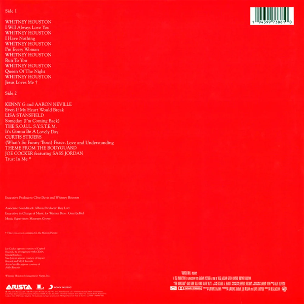 Виниловая пластинка Whitney Houston – The Bodyguard (Original Soundtrack Album) LP детальное изображение - 2