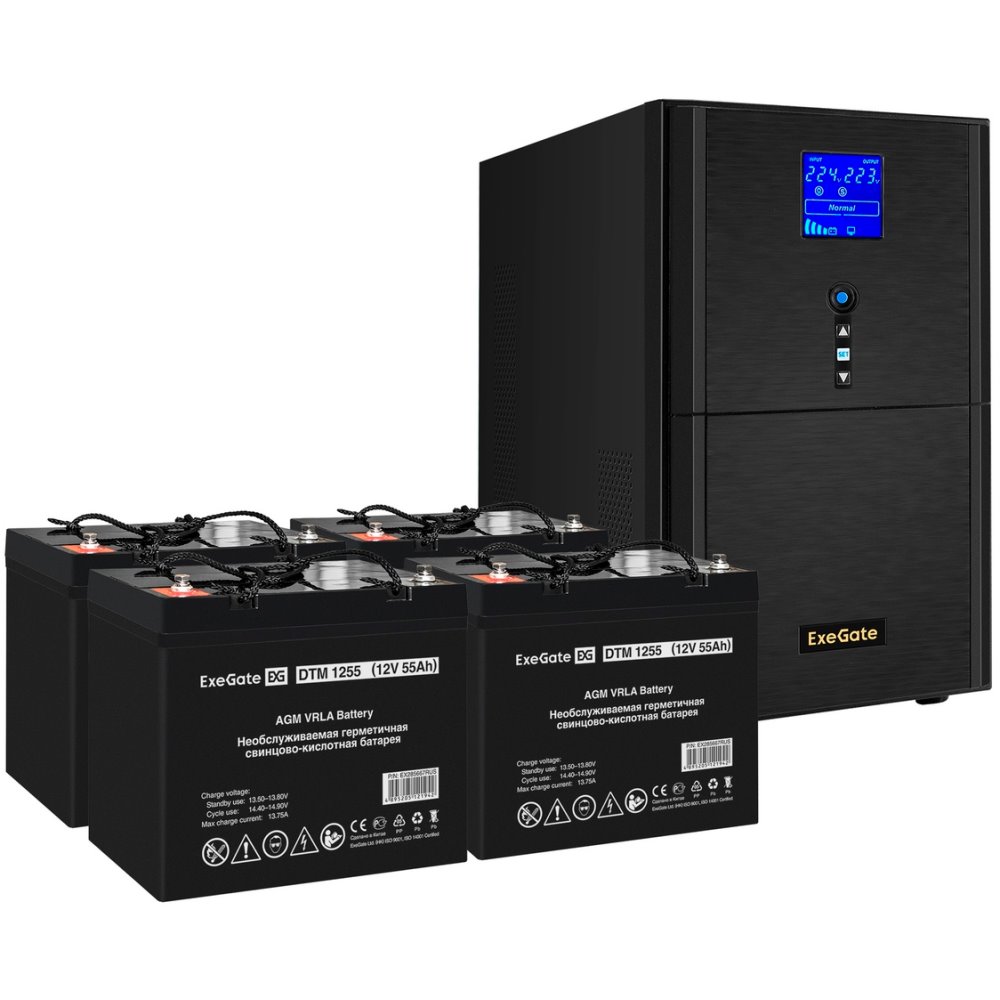 ИБП ExeGate SineTower SZ-3000.LCD.AVR.3SH.1C13.RJ.USB + 4x DT 1233 (33Ач) детальное изображение - 1