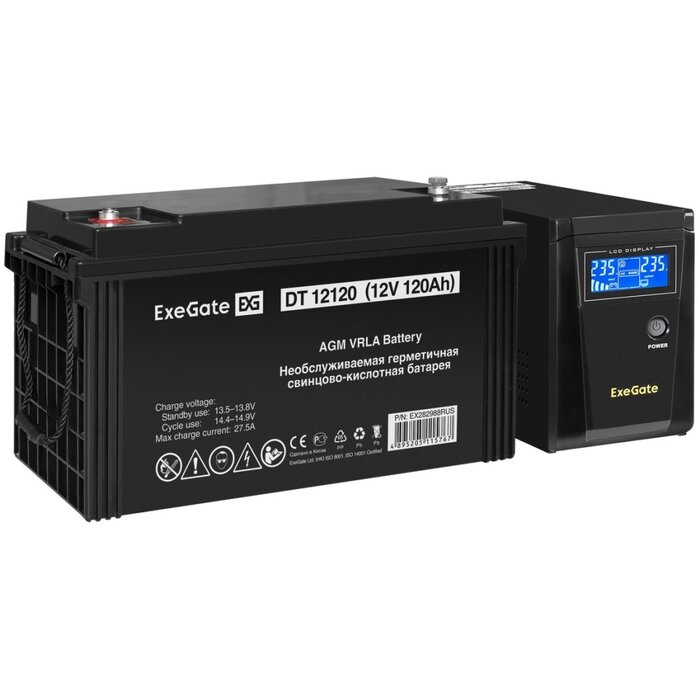 ИБП ExeGate SineTower SZ-600.LCD.AVR.1SH + DT 12120 (120Ач) №1