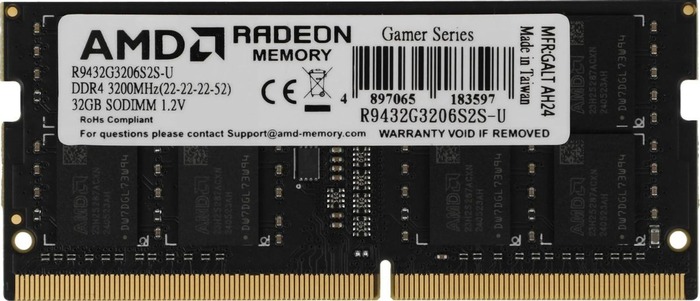 Оперативная память AMD SO-DIMM DDR4 3200MHz, R9432G3206S2S-U, 32 Гб №1