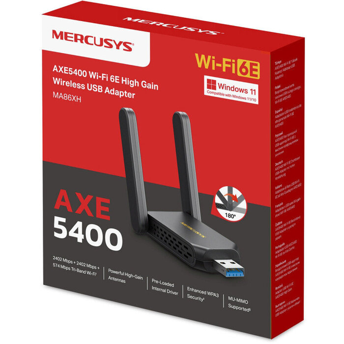 Wi-Fi адаптер Mercusys MA86XH, WI-FI 6E, Черный №4