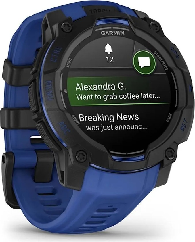 Смарт-часы Garmin Instinct 3 Amoled, Black with Black/Bolt Blue Silicone Limited edition, 45 мм, Синий детальное изображение - 3