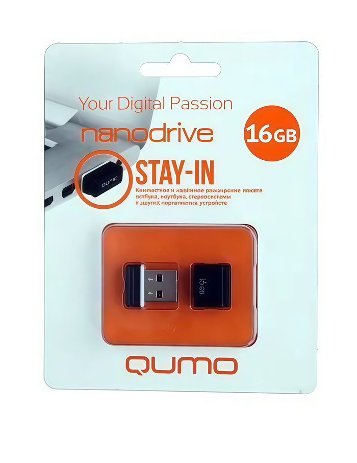 USB Flash накопитель QUMO Nano 16 ГБ, черный №1
