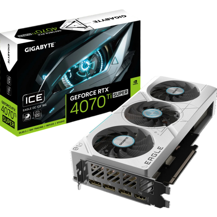 Видеокарта Gigabyte NVIDIA GeForce RTX 4070 Ti Super, GV-N407TSEAGLEOCICE-16GD, 16 ГБ, Белый детальное изображение - 10