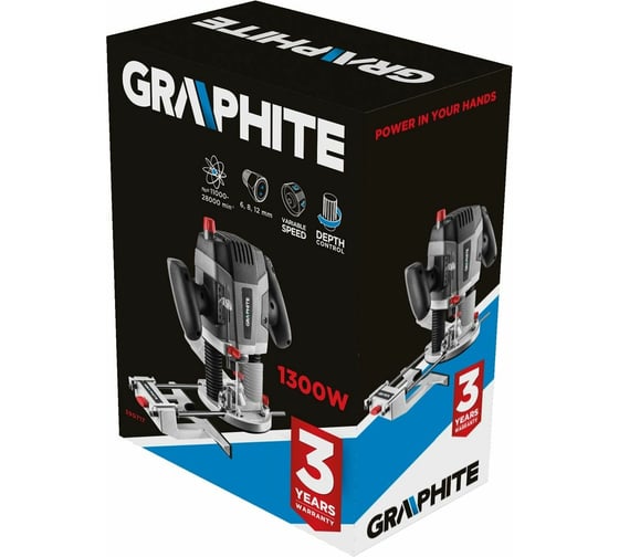 Фрезеровальная машина с верхним расположением шпинделя GRAPHITE 59G717, 1300 Вт, Черный детальное изображение - 3