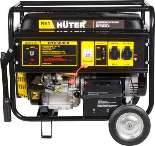 Генератор бензиновый HUTER DY6500LX с колесами 64/1/15, 5 кВт, Черный детальное изображение - 2