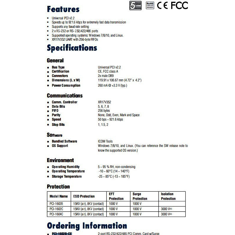 Плата расширения Advantech PCI-1602B-CE детальное изображение - 3